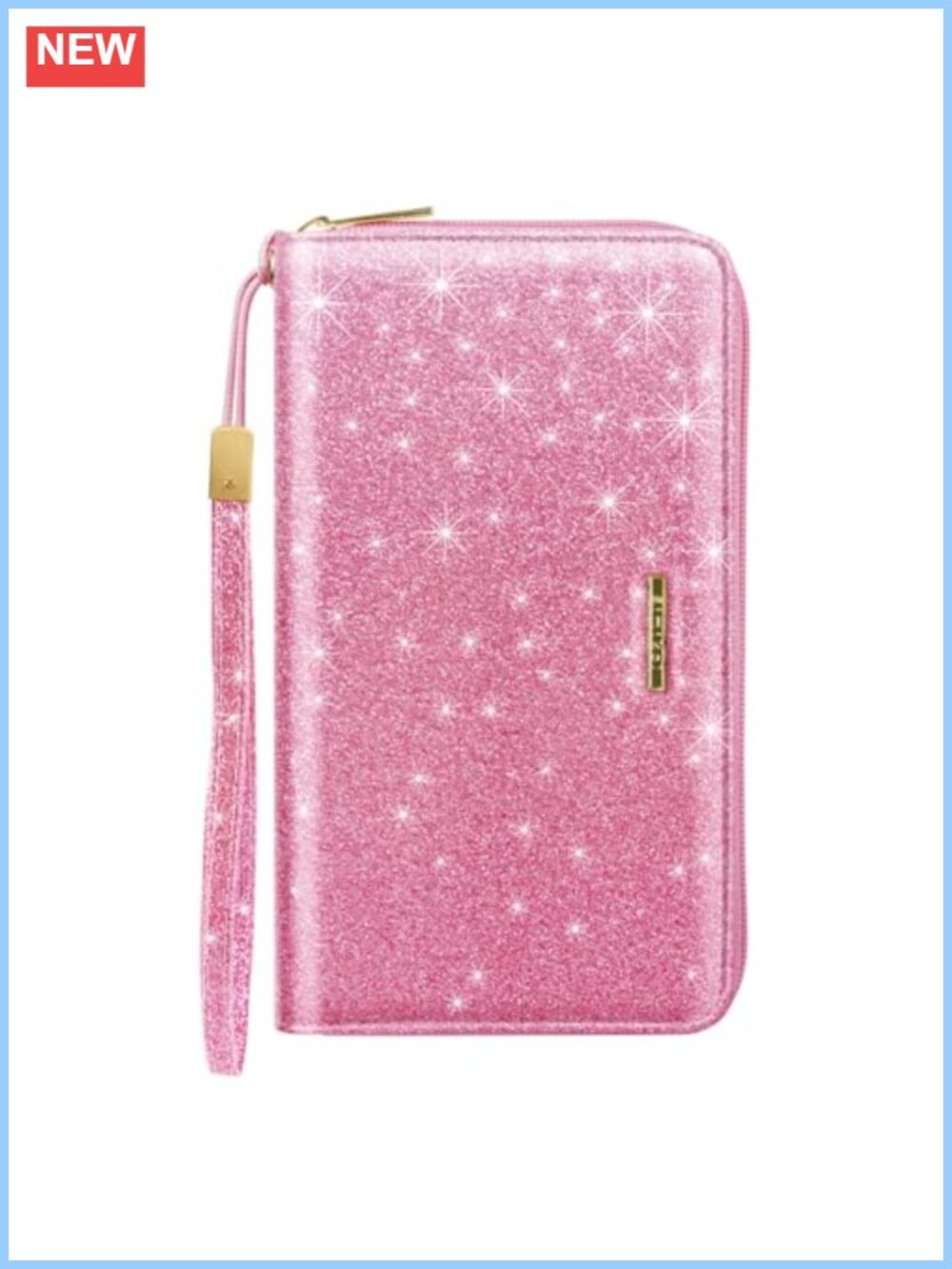 Large Glitter Faux Leather Wristlet Wallet RFID Blocking Oversized
